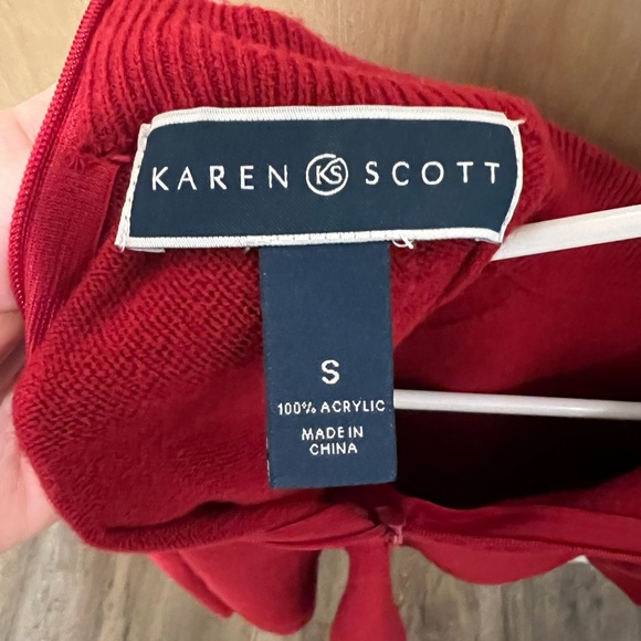 Karen Scott Cherry Red Mock-Neck Zip-Back Sweater - Picture 5 of 6